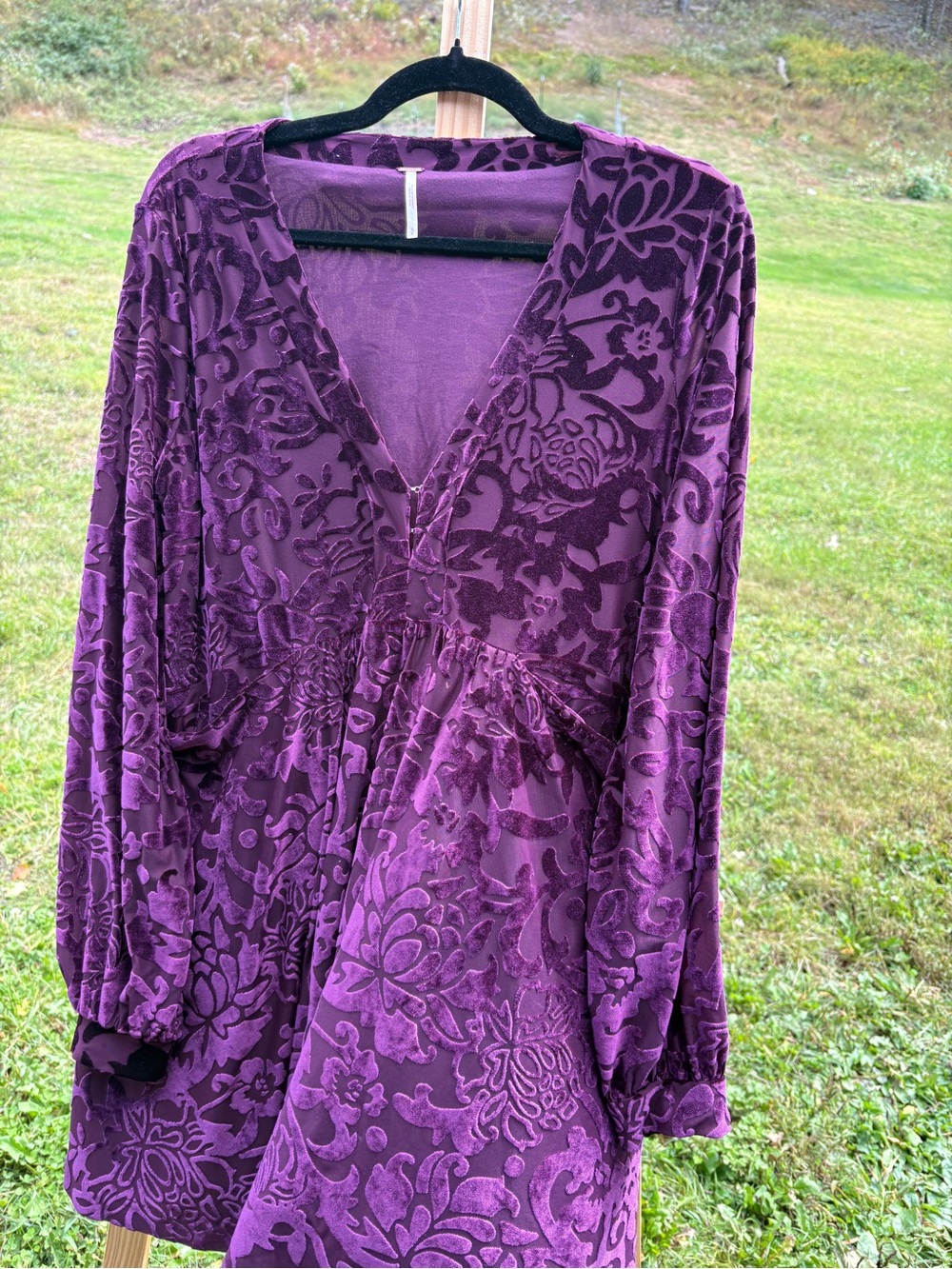 Free People Velvet Burnout Purple Tunic